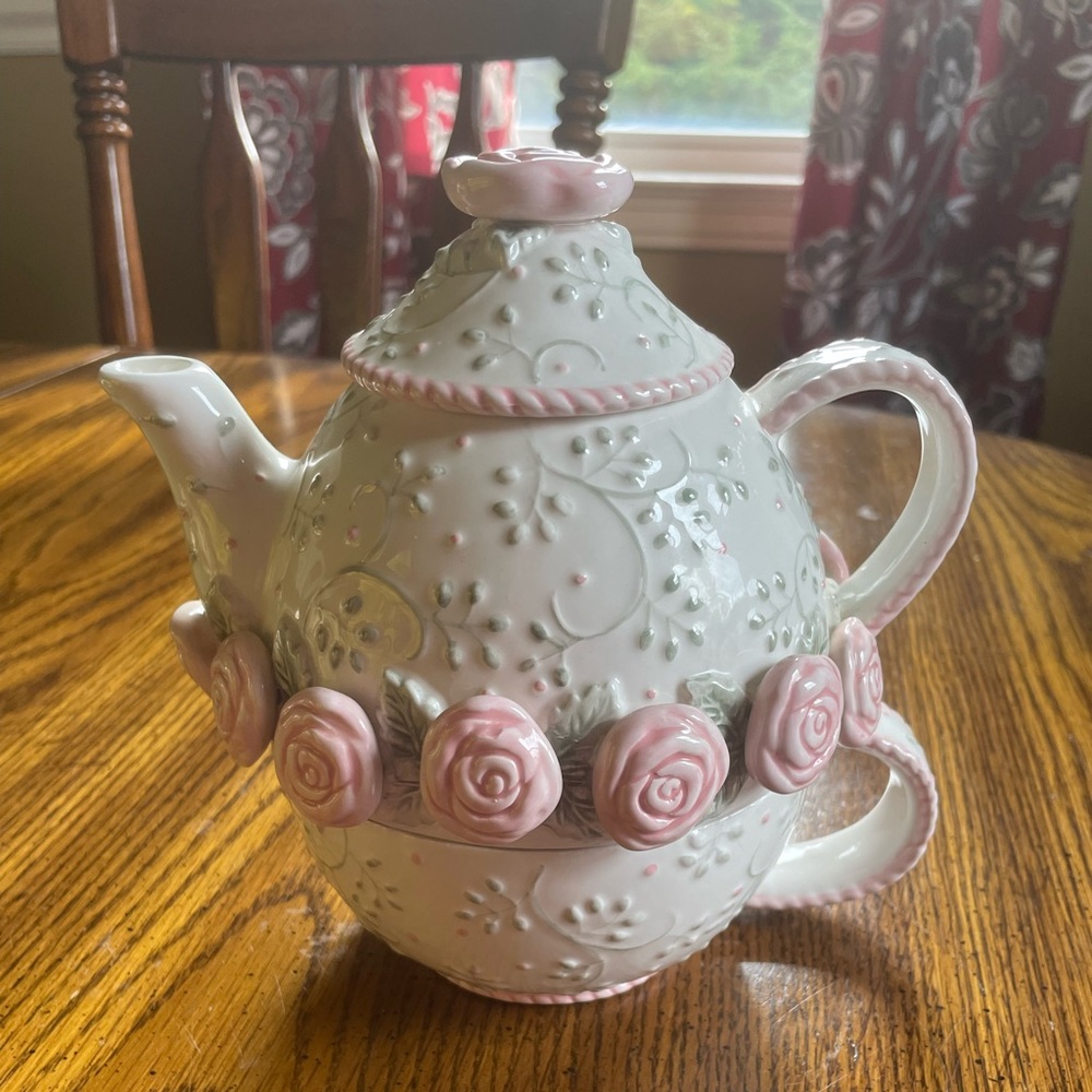 Bella Casa By Ganz Pink Rose Tea For One